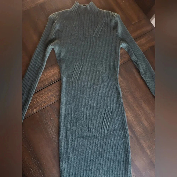 NWOT The Work Shop Women's Dark Green Cotton Maxi Dress Med - Picture 2 of 10